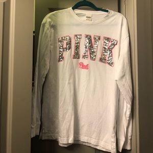 VS Pink long sleeve sequin Top- Size S